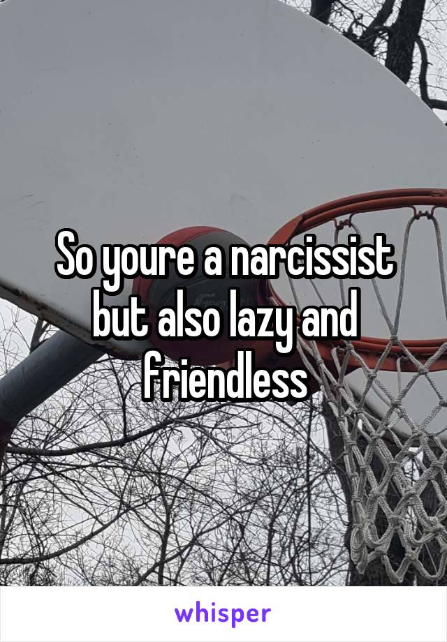 So youre a narcissist but also lazy and friendless