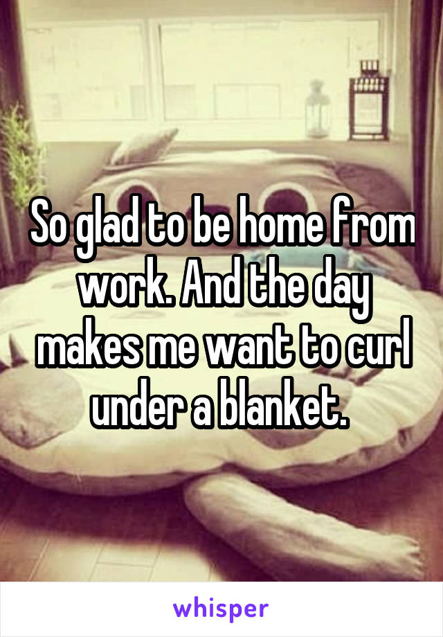 So glad to be home from work. And the day makes me want to curl under a blanket. 