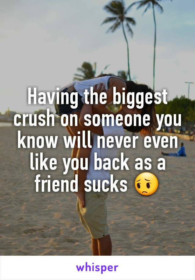 Having the biggest crush on someone you know will never even like you back as a friend sucks 😔