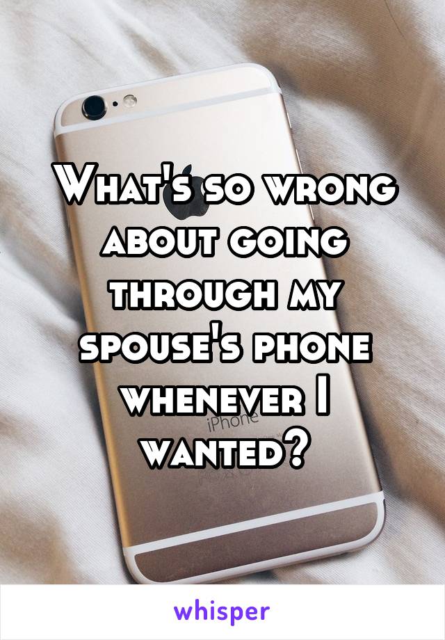What's so wrong about going through my spouse's phone whenever I wanted?
