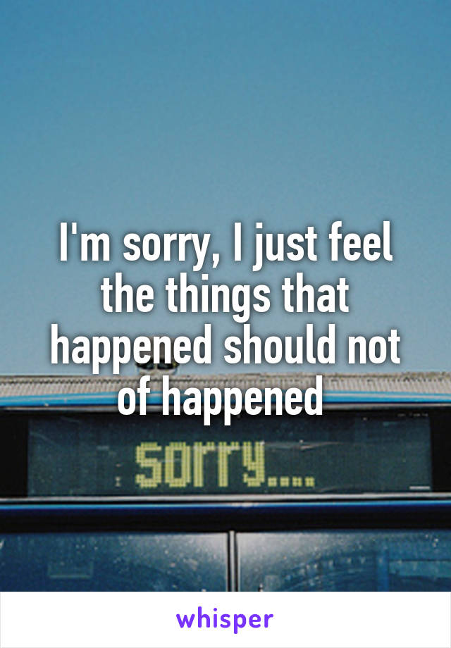 I'm sorry, I just feel the things that happened should not of happened 