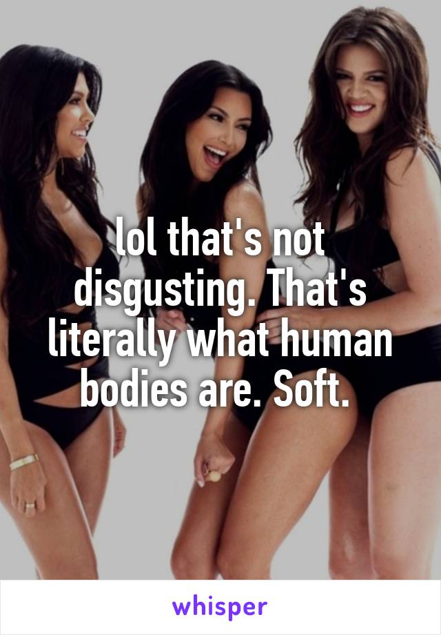 lol that's not disgusting. That's literally what human bodies are. Soft. 