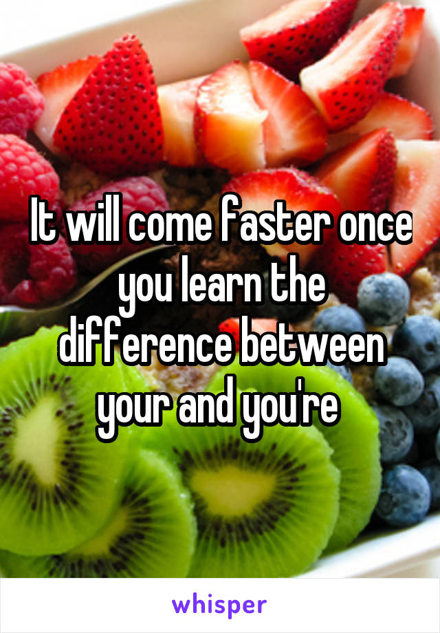 It will come faster once you learn the difference between your and you're 