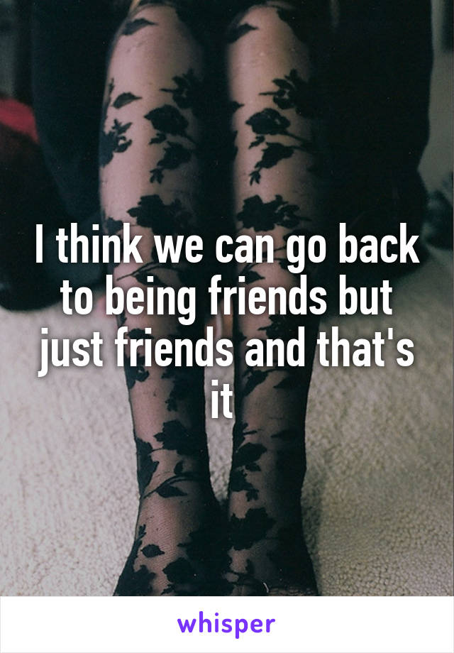 I think we can go back to being friends but just friends and that's it 
