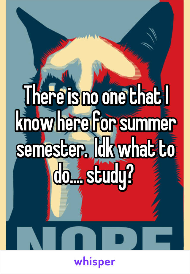 There is no one that I know here for summer semester.  Idk what to do.... study? 