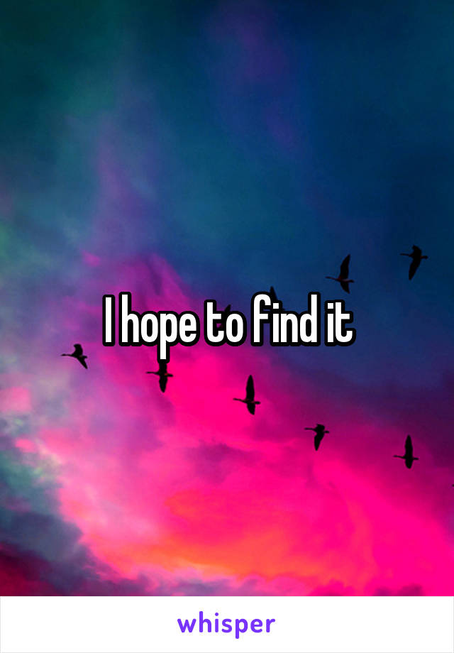 I hope to find it