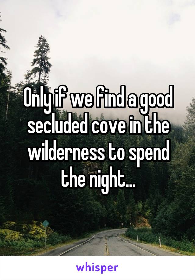 Only if we find a good secluded cove in the wilderness to spend the night...