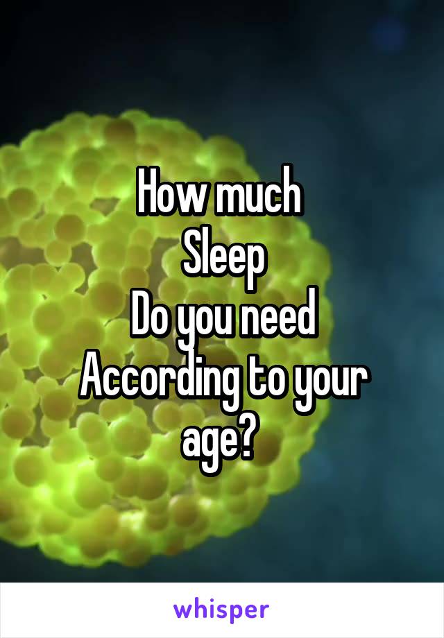How much 
Sleep
Do you need
According to your age? 