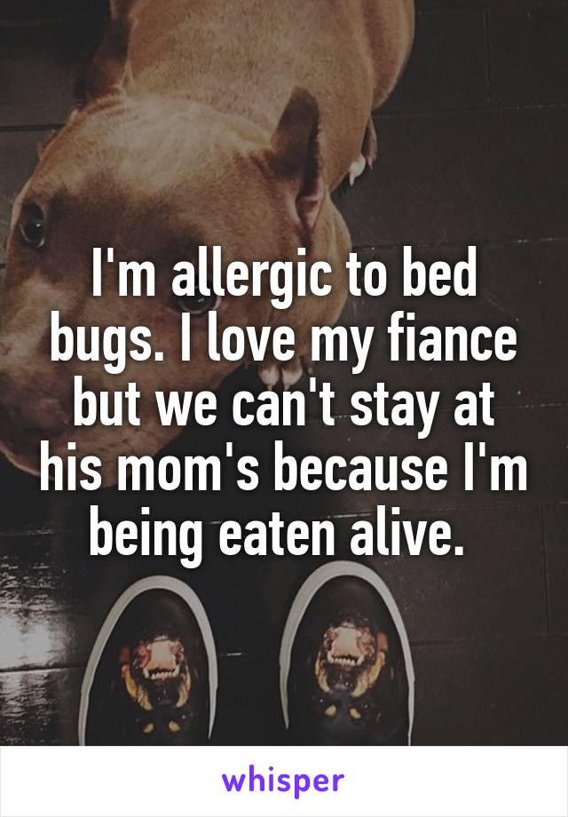 I'm allergic to bed bugs. I love my fiance but we can't stay at his mom's because I'm being eaten alive. 