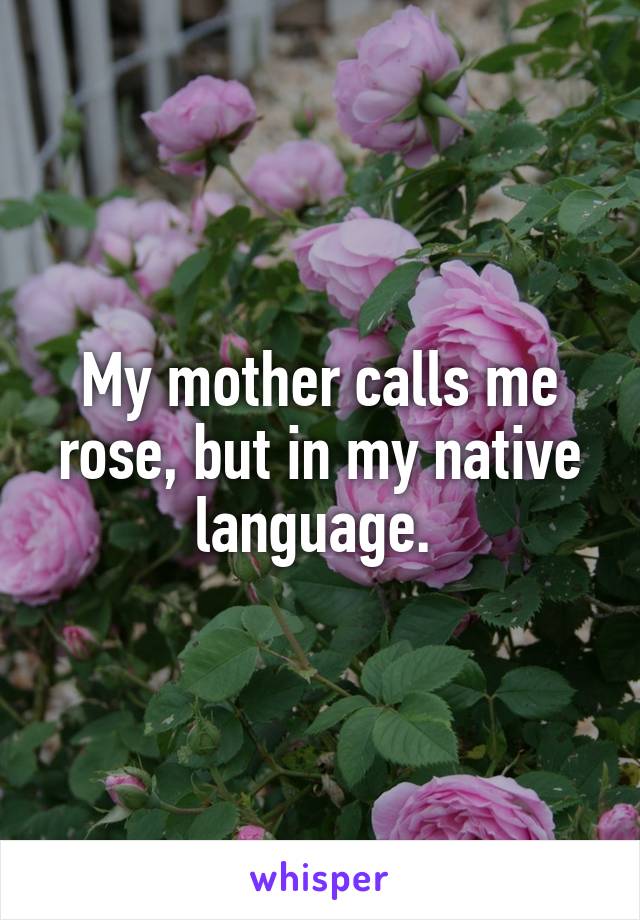 My mother calls me rose, but in my native language. 