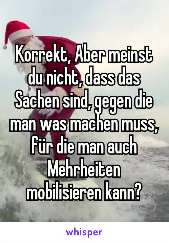 Korrekt, Aber meinst du nicht, dass das Sachen sind, gegen die man was machen muss, für die man auch Mehrheiten mobilisieren kann?