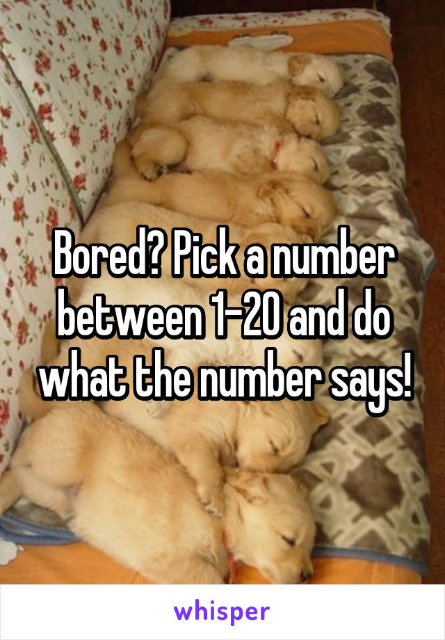 Bored? Pick a number between 1-20 and do what the number says!