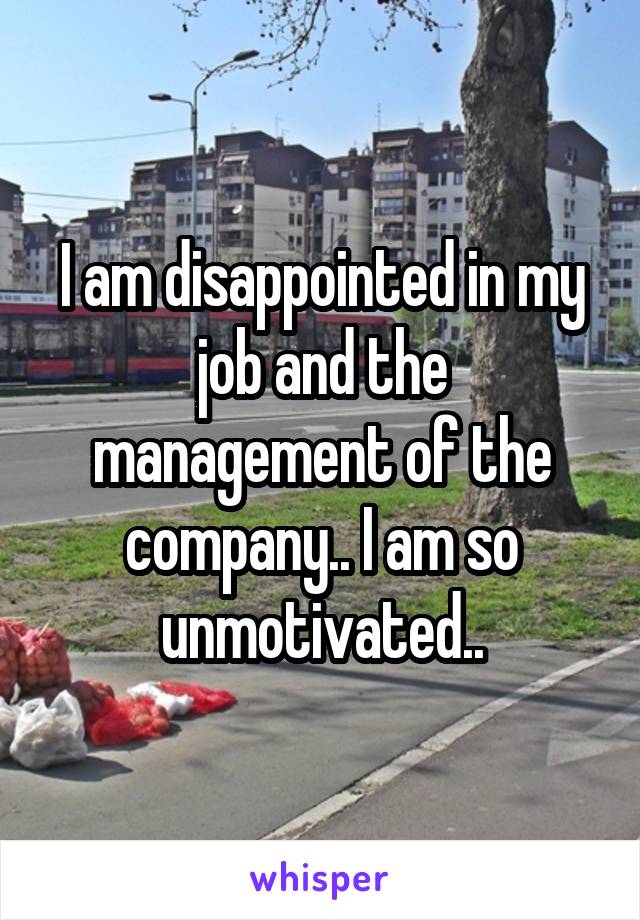I am disappointed in my job and the management of the company.. I am so unmotivated..