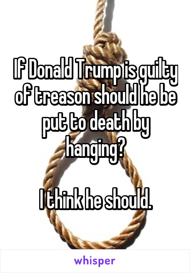 If Donald Trump is guilty of treason should he be put to death by hanging?

I think he should.