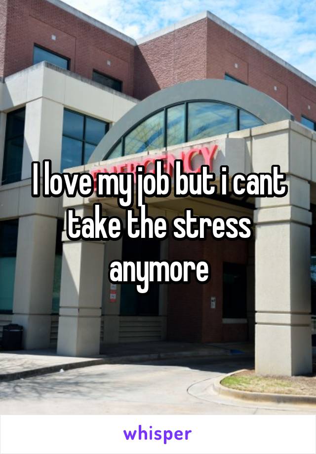 I love my job but i cant take the stress anymore