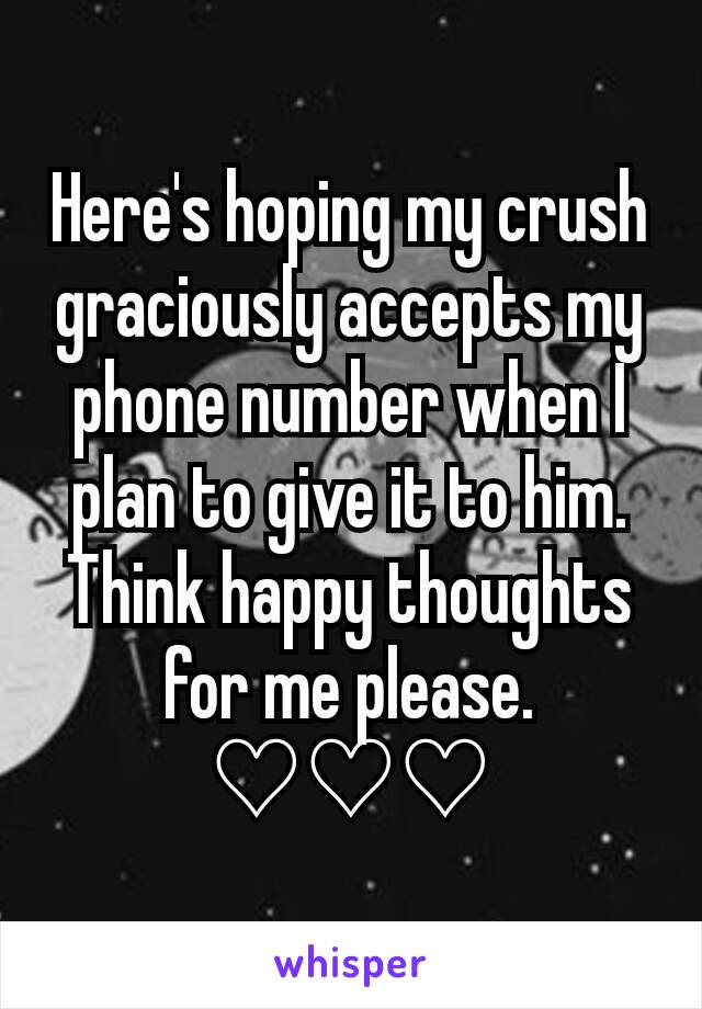 Here's hoping my crush graciously accepts my phone number when I plan to give it to him.
Think happy thoughts for me please.
♡♡♡