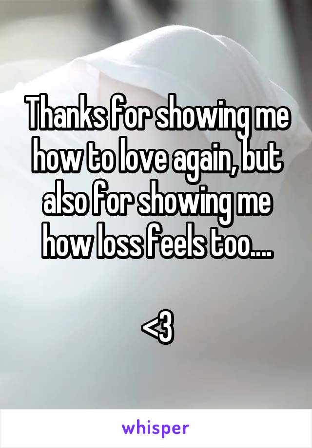 Thanks for showing me how to love again, but also for showing me how loss feels too....

<\3