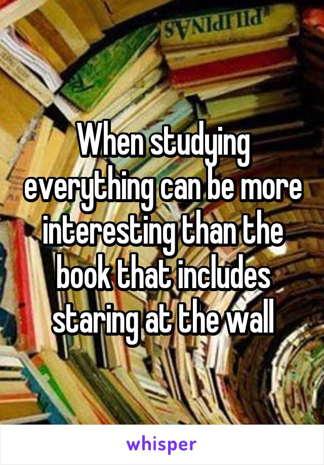 When studying everything can be more interesting than the book that includes staring at the wall