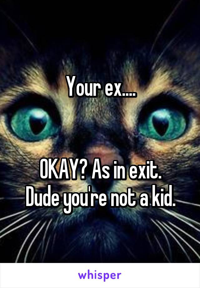 Your ex....


OKAY? As in exit.
Dude you're not a kid.