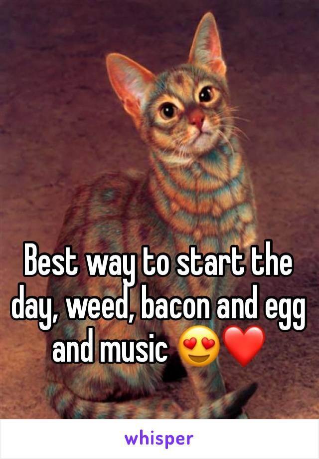 Best way to start the day, weed, bacon and egg and music 😍❤