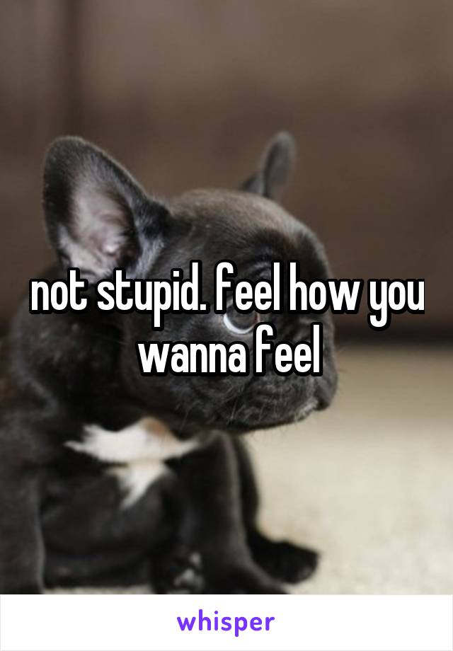 not stupid. feel how you wanna feel