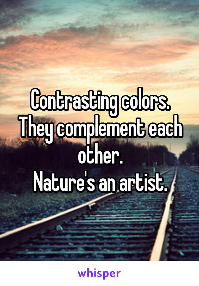 Contrasting colors.
They complement each other.
Nature's an artist.