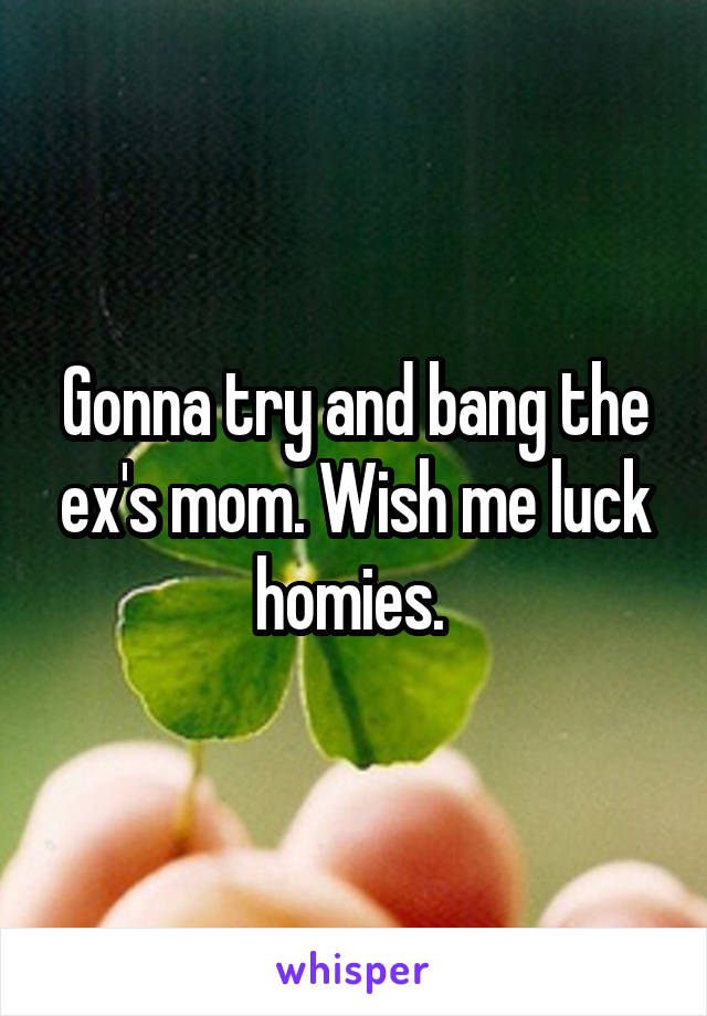 Gonna try and bang the ex's mom. Wish me luck homies. 