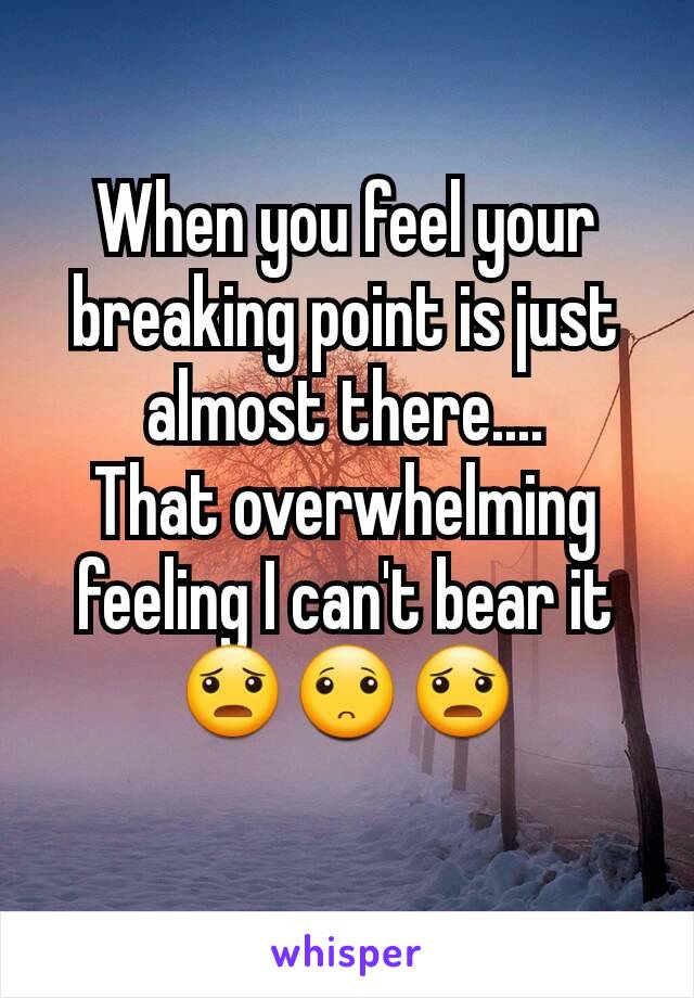 When you feel your breaking point is just almost there....
That overwhelming feeling I can't bear it😦🙁😦