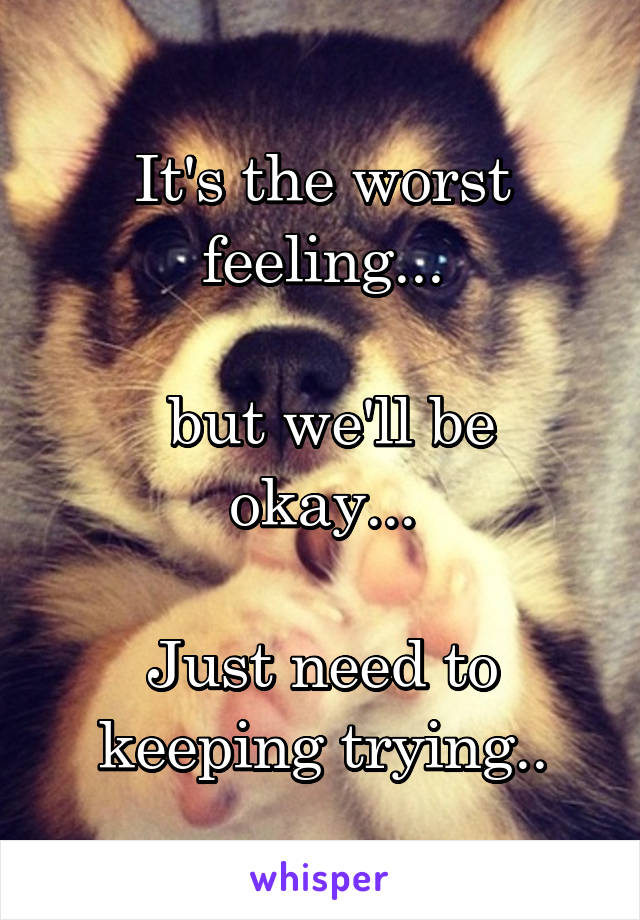 It's the worst feeling...

 but we'll be okay...

Just need to keeping trying..