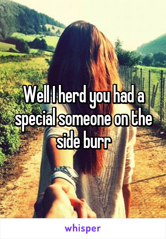 Well I herd you had a special someone on the side burr