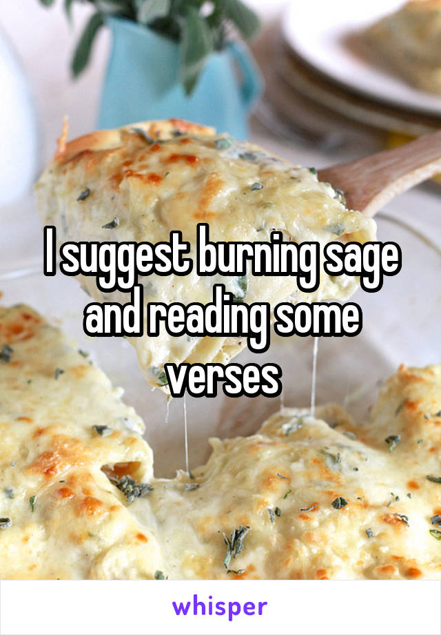 I suggest burning sage and reading some verses