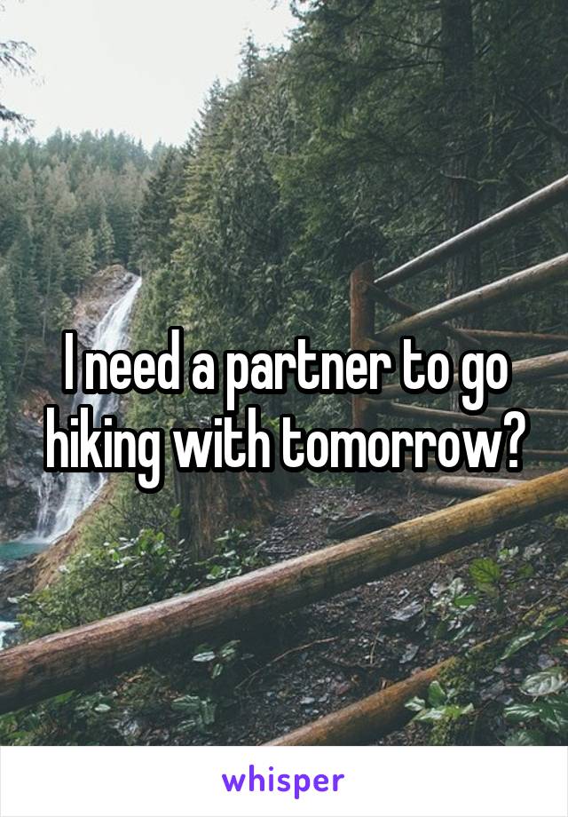 I need a partner to go hiking with tomorrow?