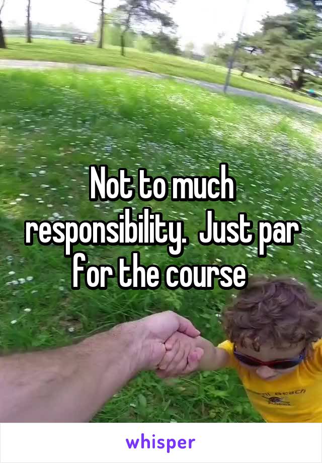 Not to much responsibility.  Just par for the course 