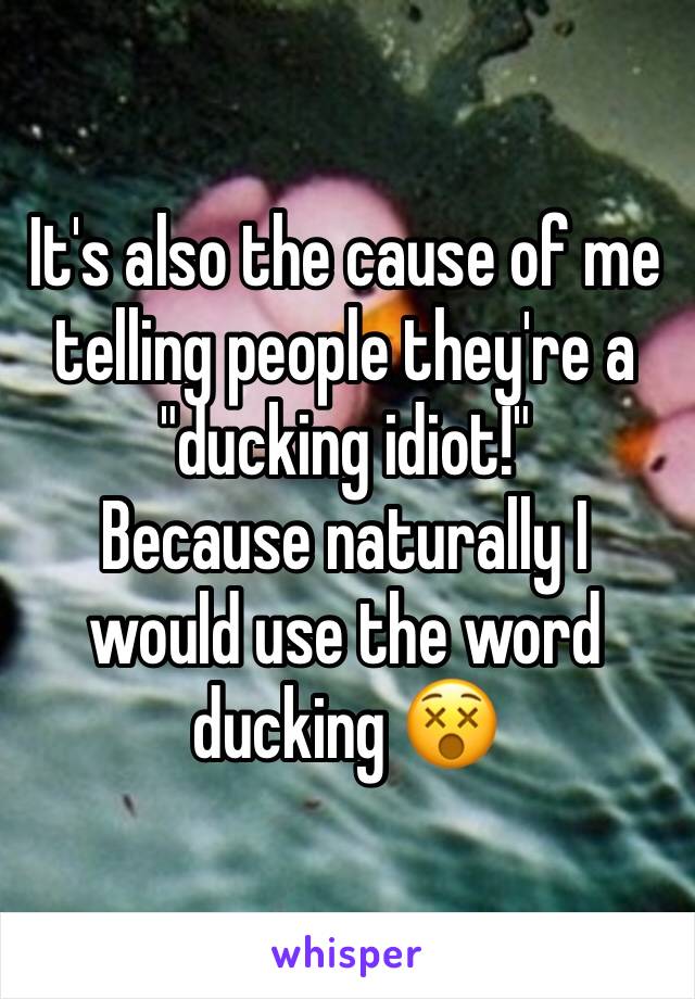 It's also the cause of me telling people they're a "ducking idiot!" 
Because naturally I would use the word ducking 😵