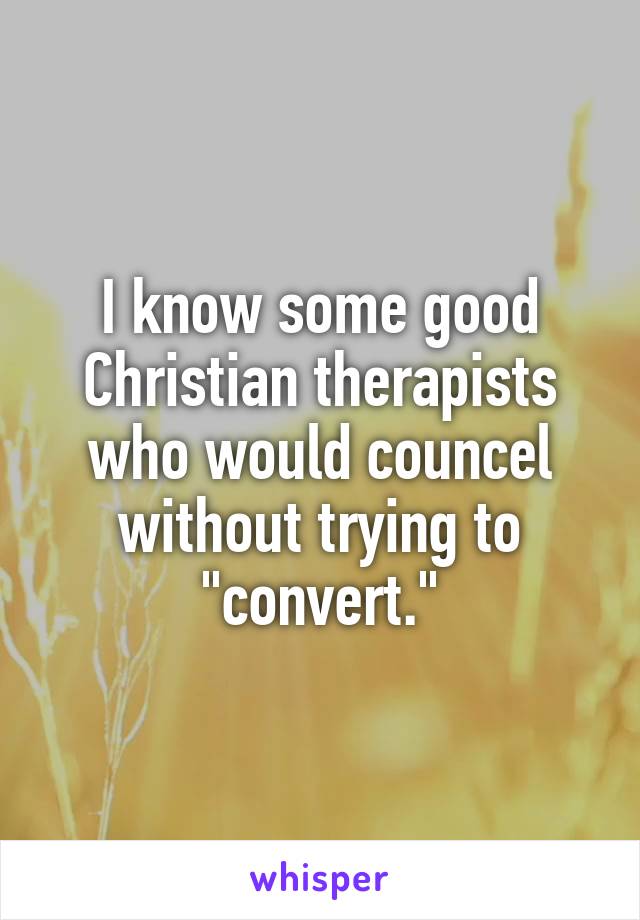 I know some good Christian therapists who would councel without trying to "convert."