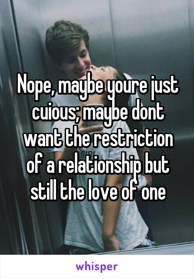 Nope, maybe youre just cuious; maybe dont want the restriction of a relationship but still the love of one