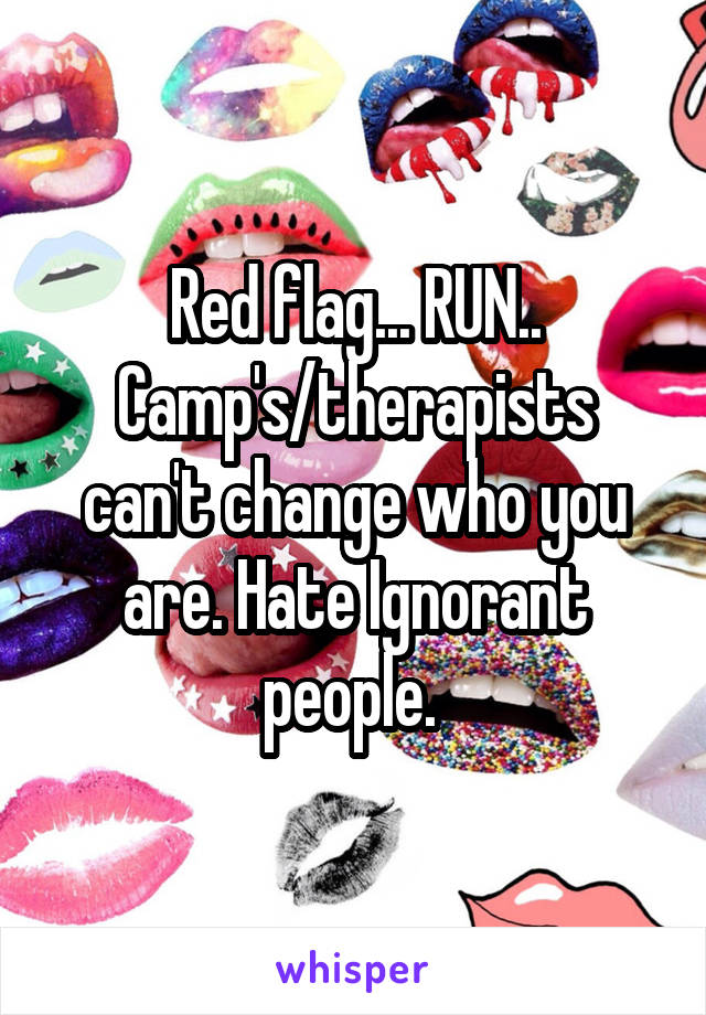 Red flag... RUN.. Camp's/therapists can't change who you are. Hate Ignorant people. 