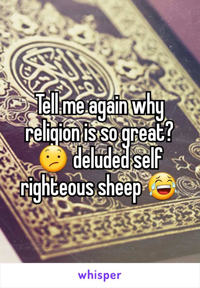 Tell me again why religion is so great? 😕 deluded self righteous sheep 😂