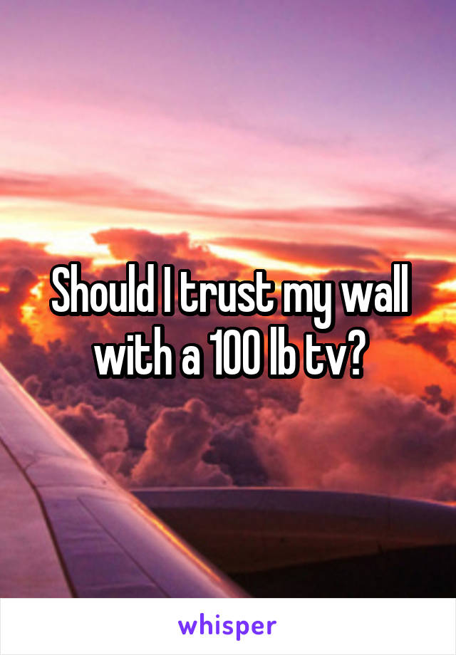 Should I trust my wall with a 100 lb tv?