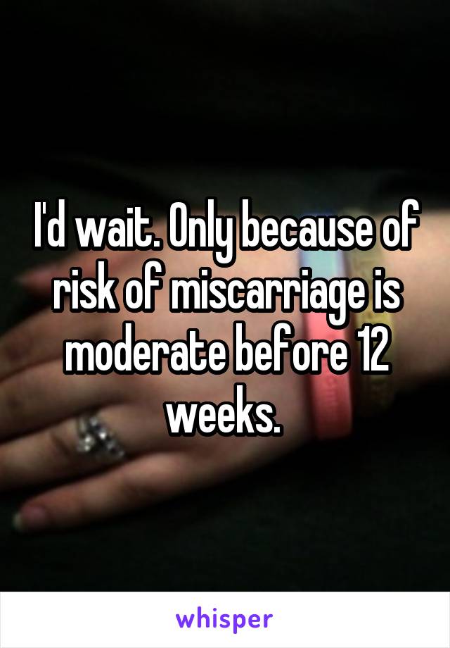I'd wait. Only because of risk of miscarriage is moderate before 12 weeks. 