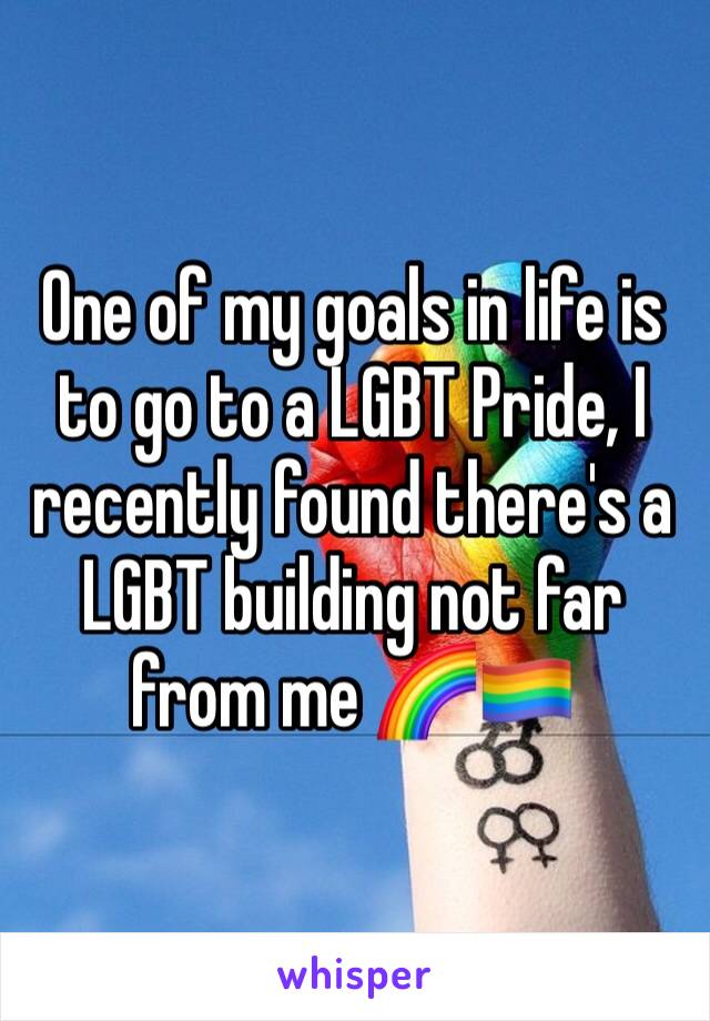 One of my goals in life is to go to a LGBT Pride, I recently found there's a LGBT building not far from me 🌈🏳️‍🌈