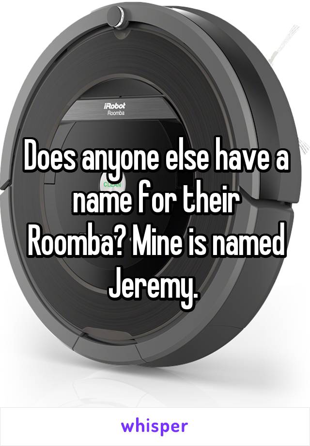 Does anyone else have a name for their Roomba? Mine is named Jeremy. 