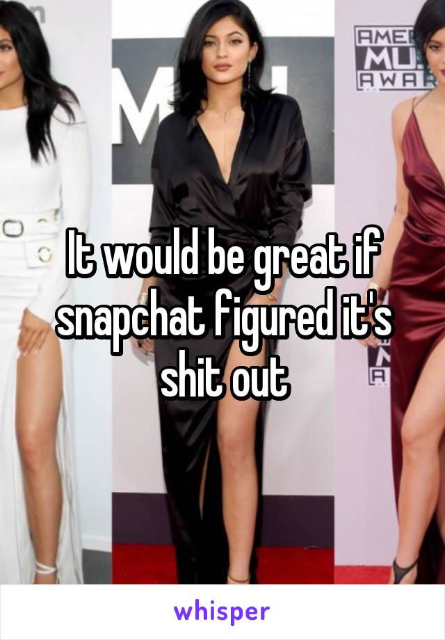 It would be great if snapchat figured it's shit out