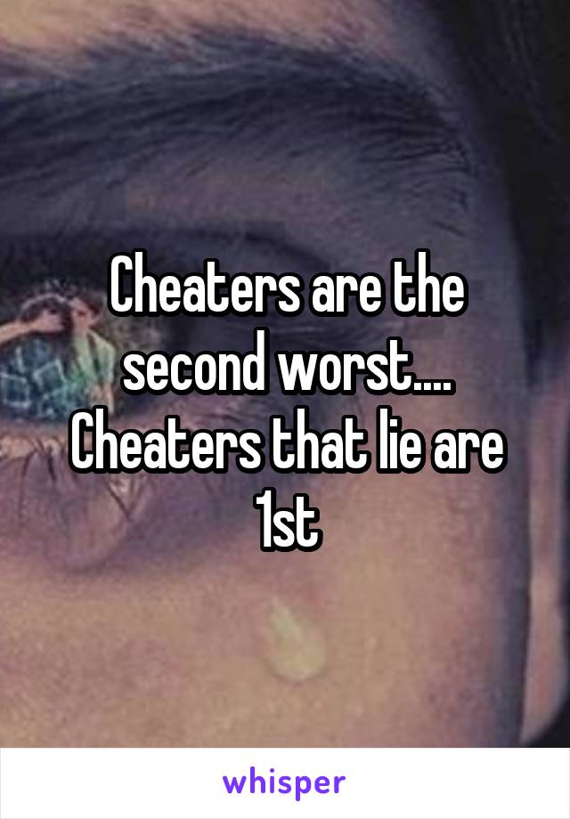 Cheaters are the second worst.... Cheaters that lie are 1st