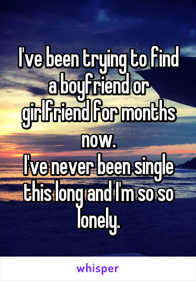 I've been trying to find a boyfriend or girlfriend for months now.
I've never been single this long and I'm so so lonely.