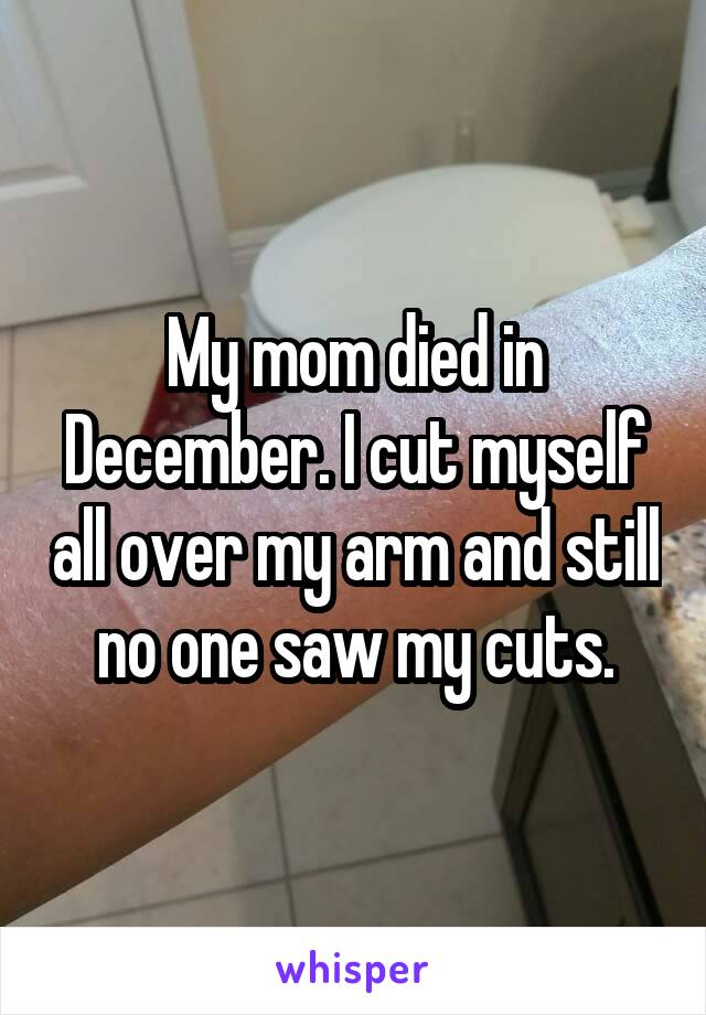 My mom died in December. I cut myself all over my arm and still no one saw my cuts.