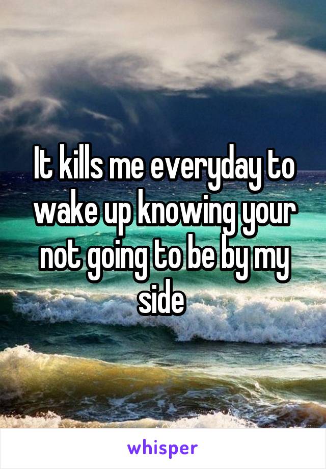 It kills me everyday to wake up knowing your not going to be by my side 