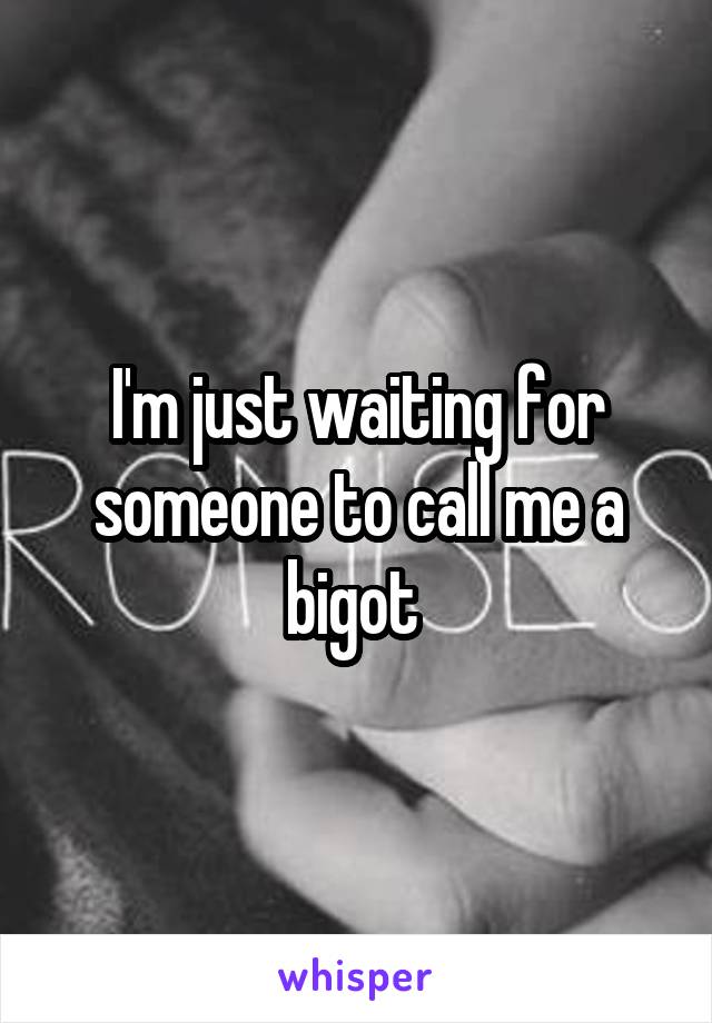 I'm just waiting for someone to call me a bigot 