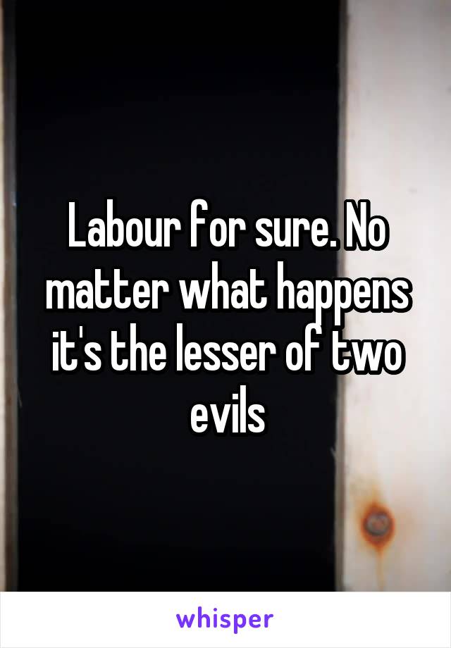 Labour for sure. No matter what happens it's the lesser of two evils