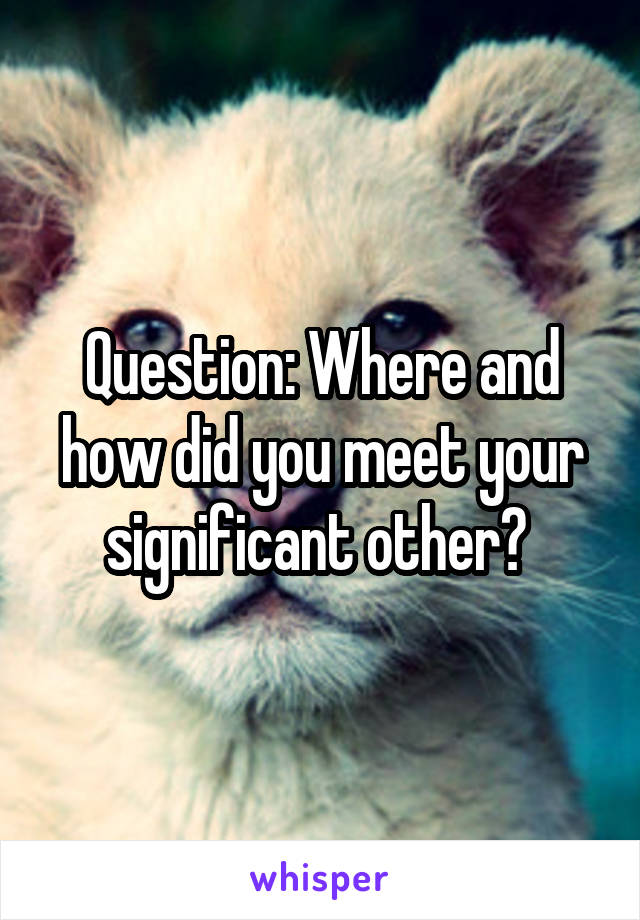 Question: Where and how did you meet your significant other? 